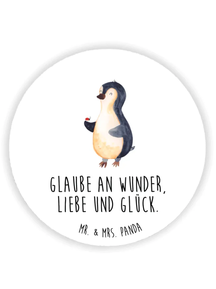 magnet Pinguin Marienkäfer mit Spruch in Weiß