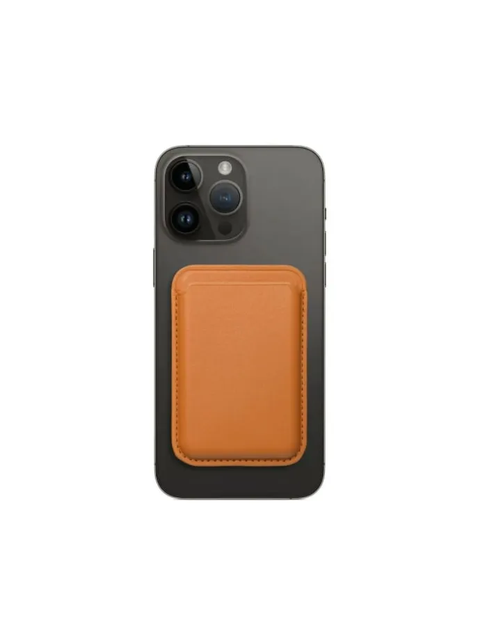 Magnetische Geldbörse aus Leder kompatibel mit Geräten in Orange