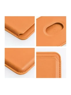 Magnetische Geldbörse aus Leder kompatibel mit Geräten in Orange