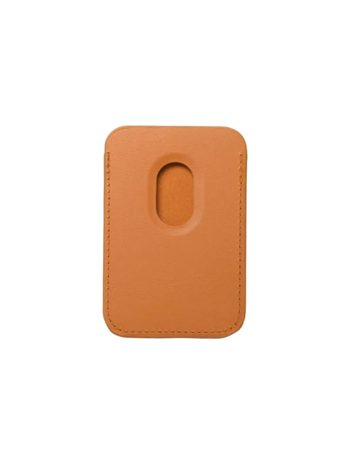 Magnetische Geldbörse aus Leder kompatibel mit Geräten in Orange