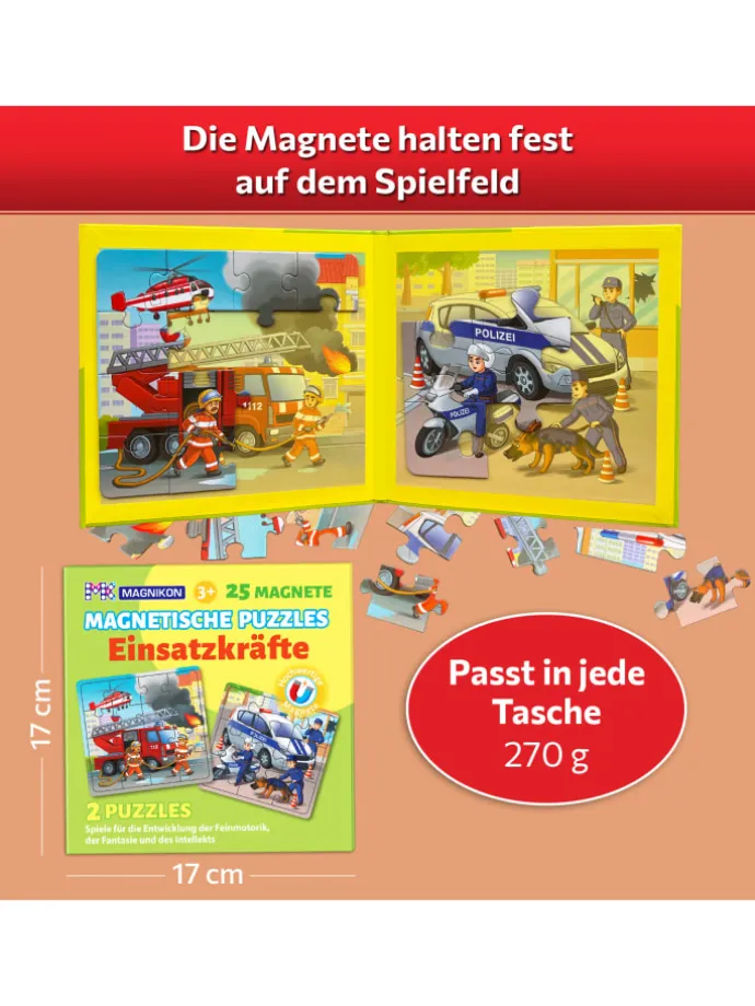 Magnetpuzzle Einsatzkräfte 25 Teile, Magnetische Puzzles ab 2 Jahren