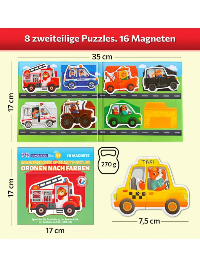 Magnetpuzzle Ordnen nach Farben 16 Teile, Magnet Puzzles ab 2 Jahren