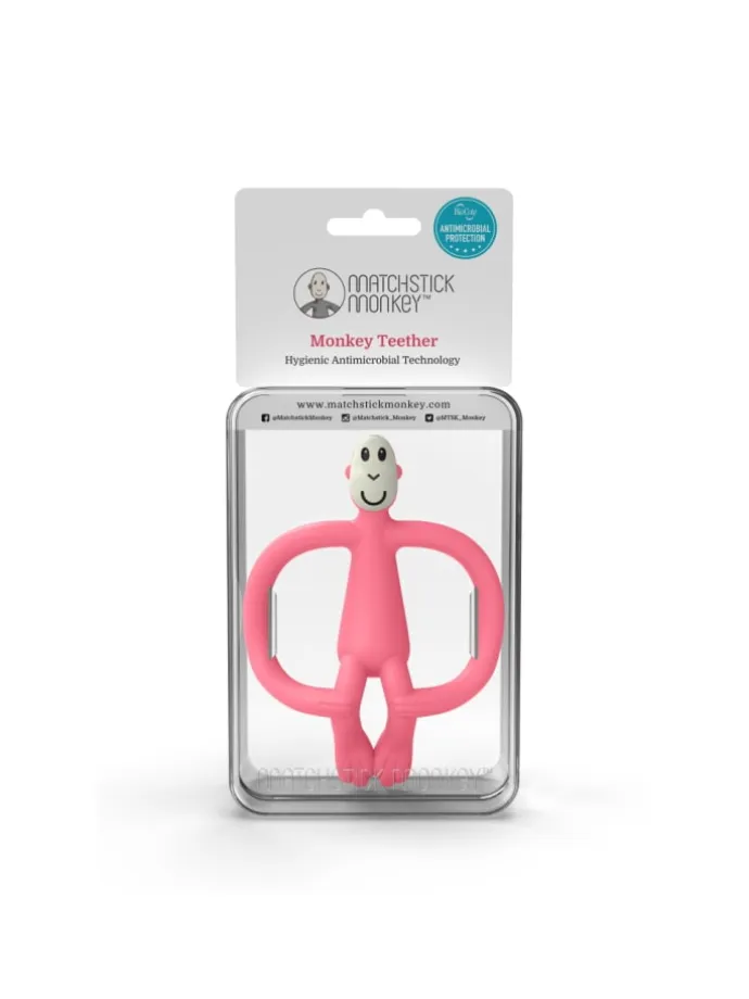 Matchstick Monkey Beißring / Zahnungshilfe Affe rosa