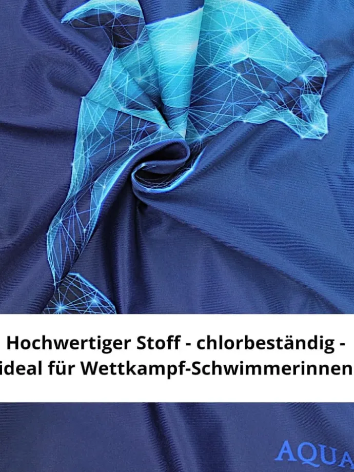 Mädchen Badeanzug Chlorresistent Muscleback Wassersport in blau Modell 1