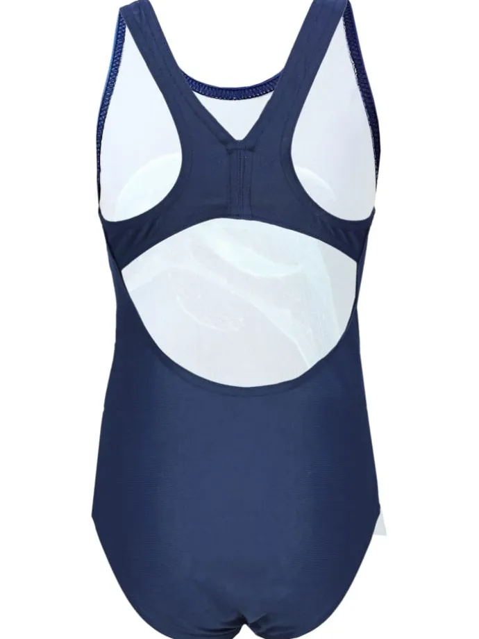 Mädchen Badeanzug Chlorresistent Muscleback Wassersport in blau Modell 1