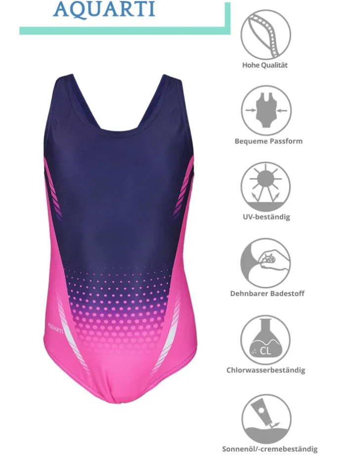 Mädchen Badeanzug Chlorresistent Muscleback Wassersport in rosa