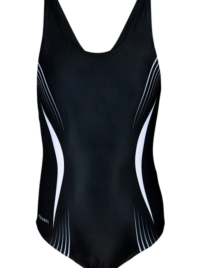 Mädchen Badeanzug Chlorresistent Muscleback Wassersport in schwarz/grau