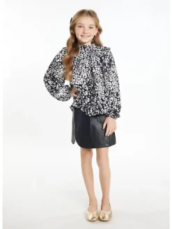 Mädchen (Kids) Bluse in Schwarz Weiss