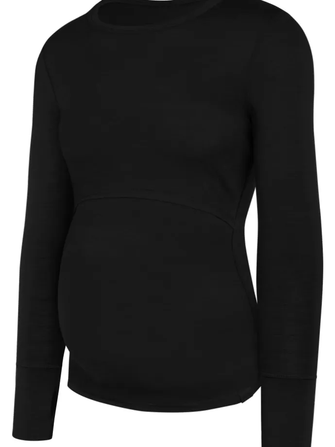 Merino Umstands-Langarm-Shirt Cambria in Schwarz