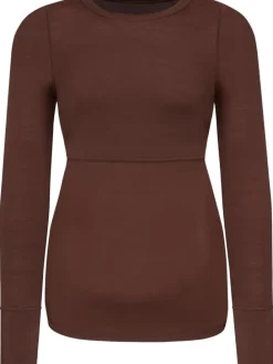 Merino Umstands-Langarm-Shirt Cambria in Braun
