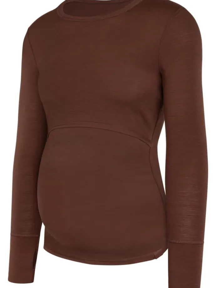 Merino Umstands-Langarm-Shirt Cambria in Braun