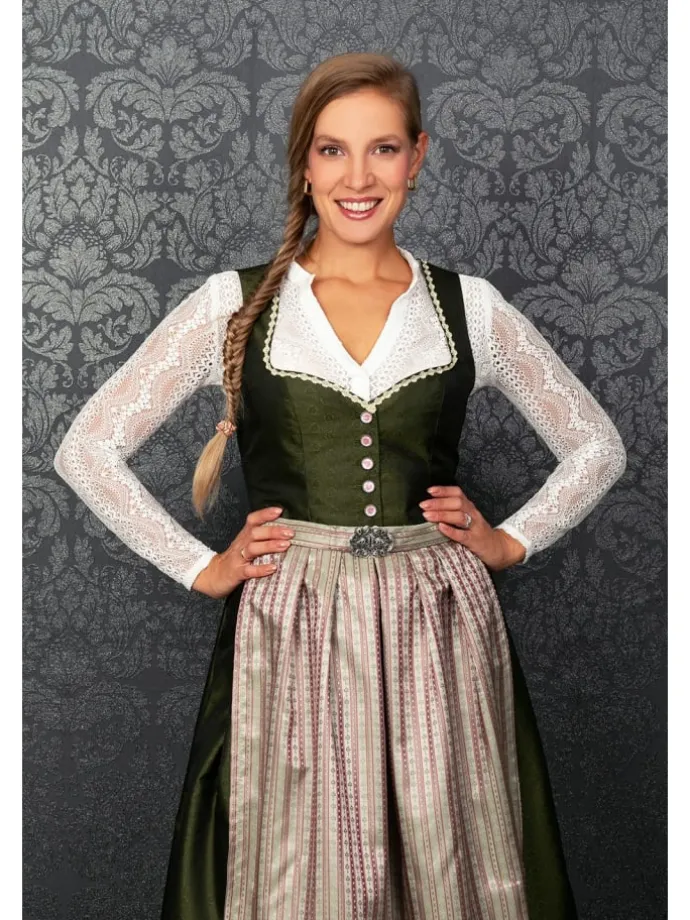 Midi Dirndl Adele in grün, rosé