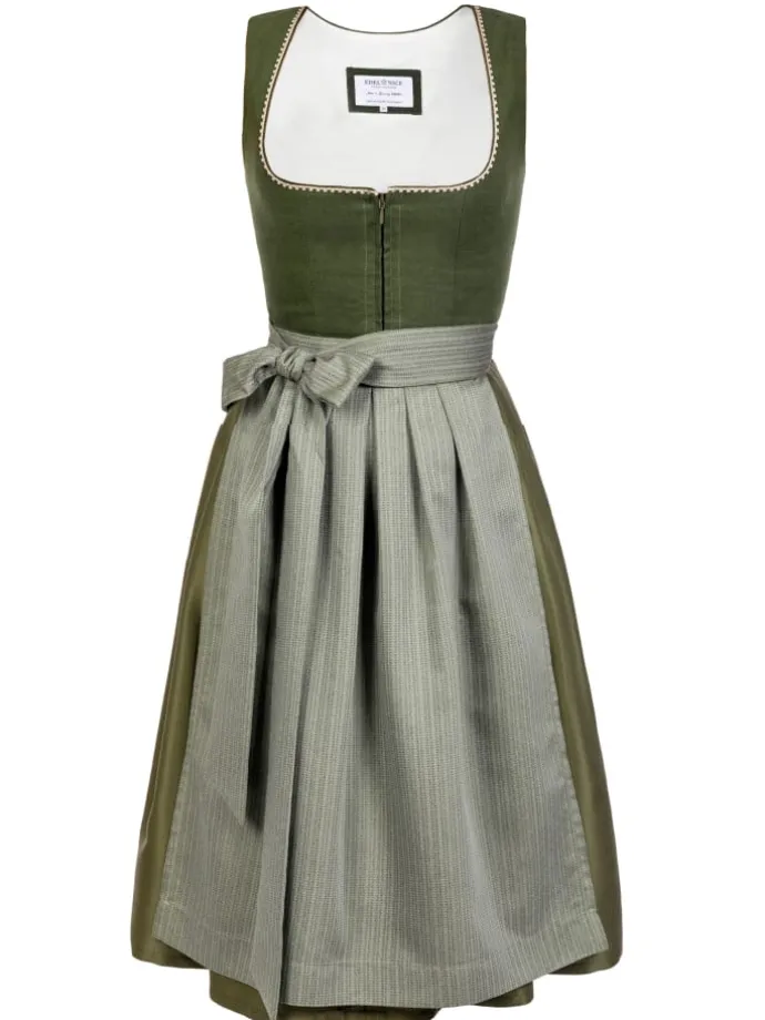Midi Dirndl Anni Leinen in grün