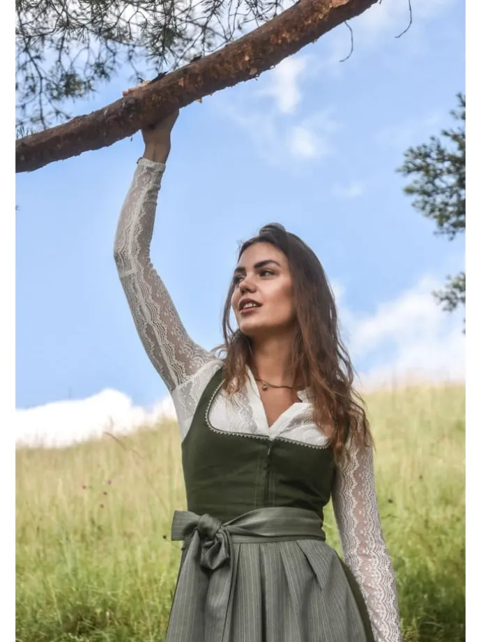 Midi Dirndl Anni Leinen in grün