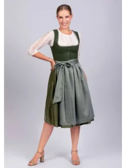 Midi Dirndl Anni Leinen in grün