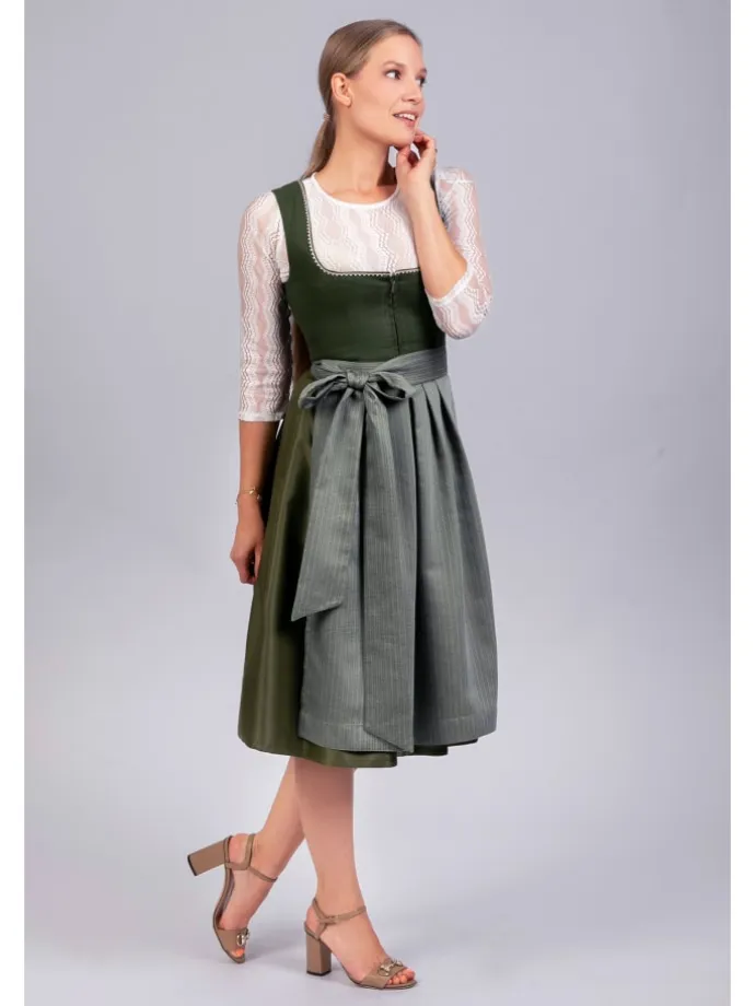 Midi Dirndl Anni Leinen in grün