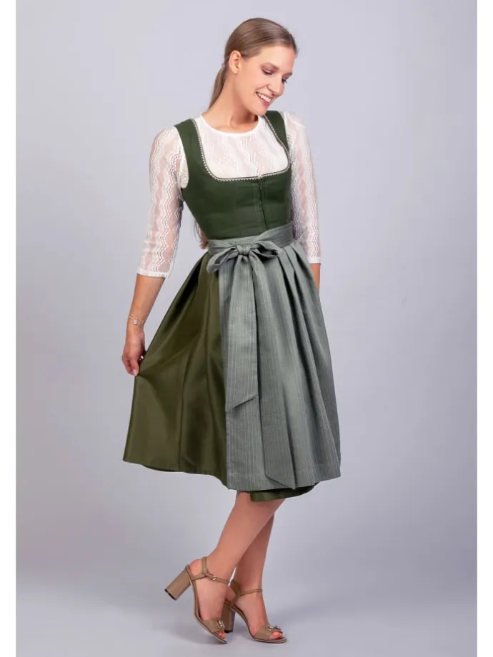 Midi Dirndl Anni Leinen in grün