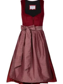 Midi Dirndl Luise Samt Rot in bordeaux