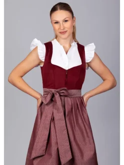 Midi Dirndl Luise Samt Rot in bordeaux