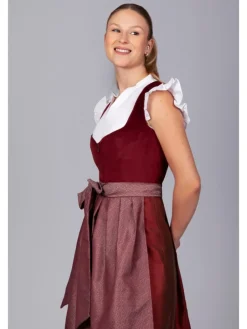 Midi Dirndl Luise Samt Rot in bordeaux