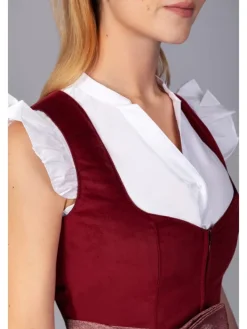 Midi Dirndl Luise Samt Rot in bordeaux