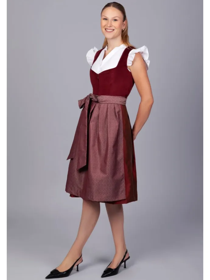 Midi Dirndl Luise Samt Rot in bordeaux