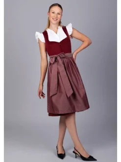 Midi Dirndl Luise Samt Rot in bordeaux