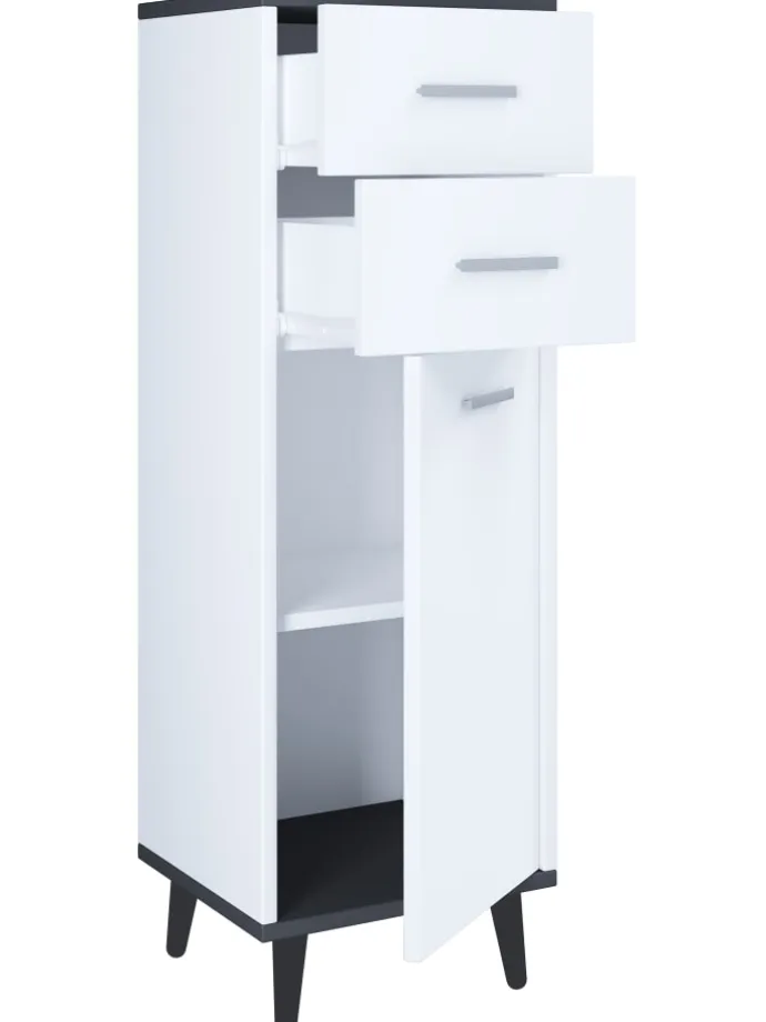 Midischrank Badmöbel Landos in Weiß / Anthrazit