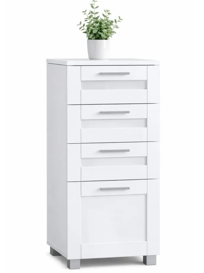 Midischrank Schubladen Nilari 76 x 38 x 28 cm in Weiß