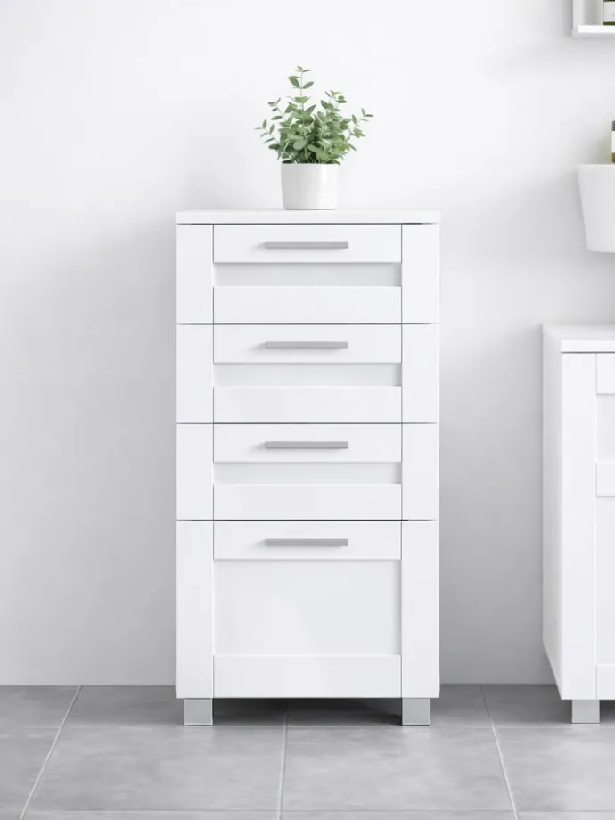Midischrank Schubladen Nilari 76 x 38 x 28 cm in Weiß