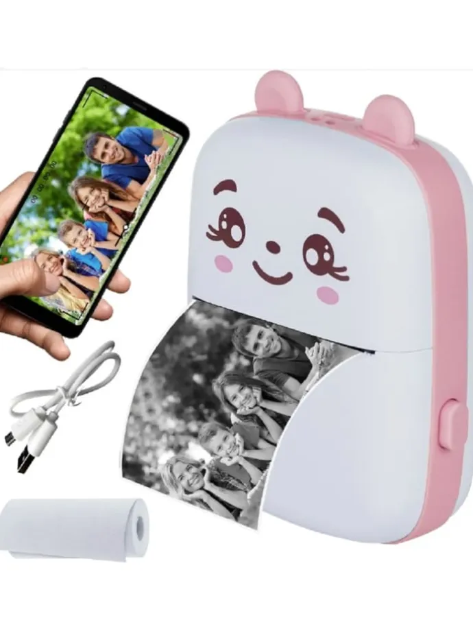 Mini Bluetooth Taschendrucker Kompatibel mit iOS Android Etikettendrucker Rosa