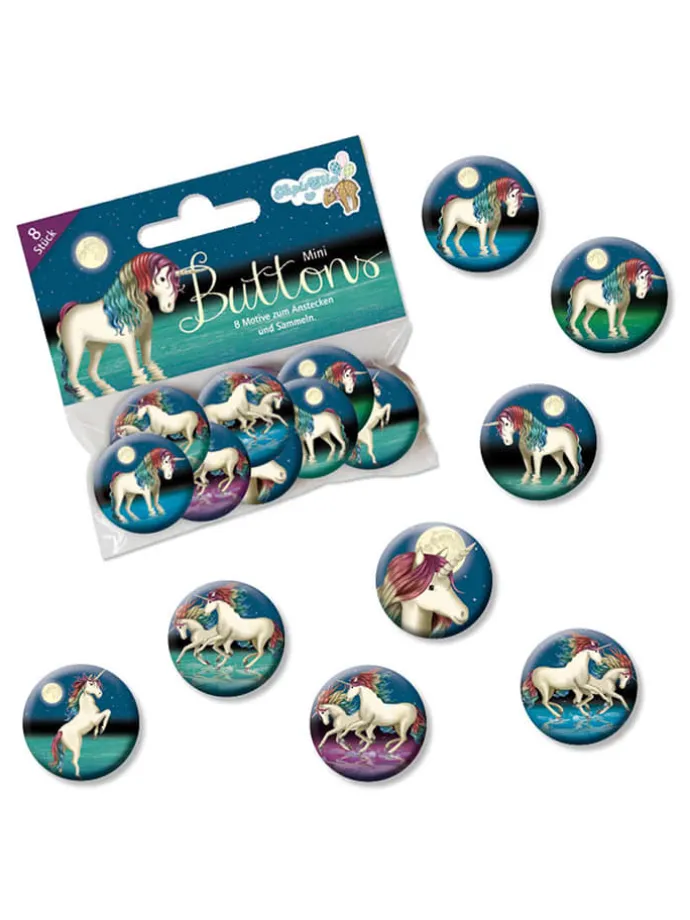 Mini-Buttons "Einhorn Lunabelle" - 8 Stück - ab 3 Jahren