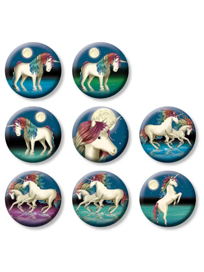Mini-Buttons "Einhorn Lunabelle" - 8 Stück - ab 3 Jahren