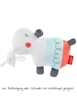 Mini-Kuscheltier mit Schnullerhalter Nilpferd in grau,bunt