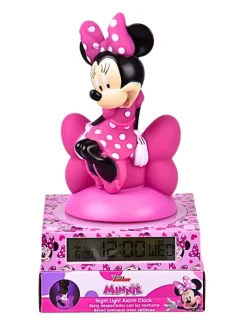 Minnie Mouse Wecker mit 3D Figur & LED Nachtlicht in Rosa