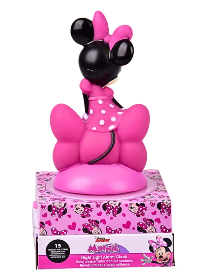 Minnie Mouse Wecker mit 3D Figur & LED Nachtlicht in Rosa