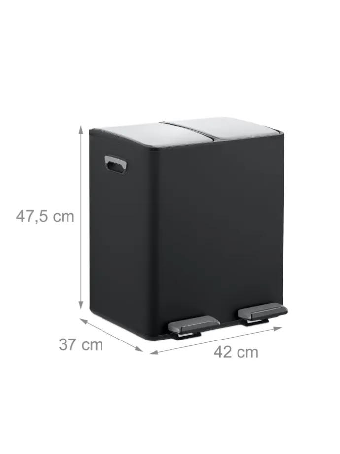 Mülleimer in Schwarz/ Silber - 2x 15 Liter
