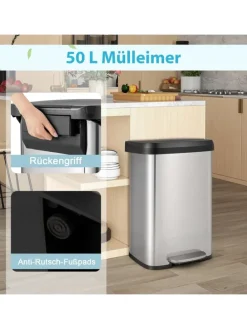 Mülleimer 50L in Silber