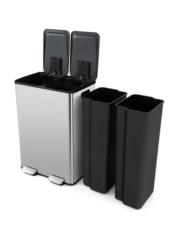 Mülleimer 2x30L in Silber