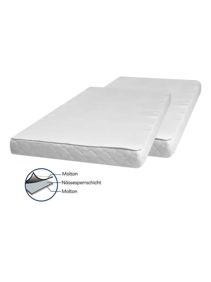 Molton-Betteinlage 50x90 cm 2er Pack in weiß