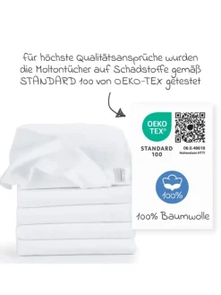 Moltontuch 5er Pack 80 x 80 - Weiß in weiss