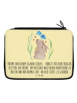 Mäppchen Hase Blume mit Spruch in Gelb Pastell