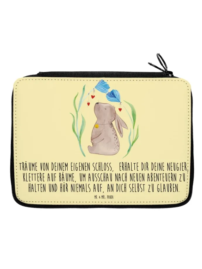 Mäppchen Hase Blume mit Spruch in Gelb Pastell