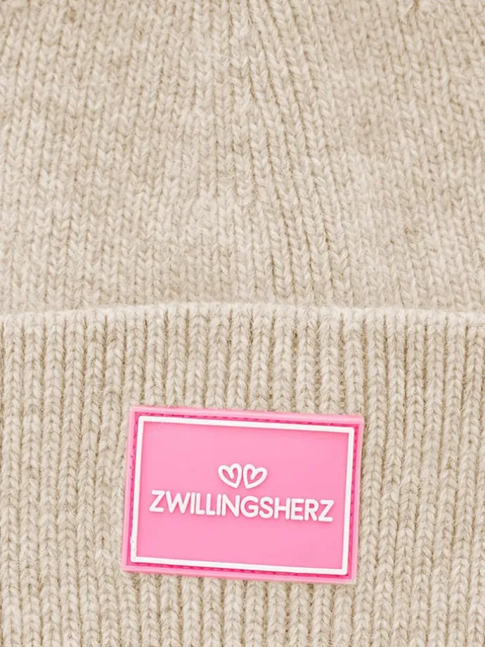 Mütze "Zwillingsherz" in Beige