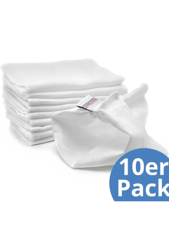 Mull-Waschhandschuh 10er Pack - Weiß in weiss