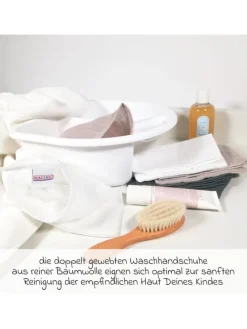 Mull-Waschhandschuh 6er Pack 15 x 20 cm - in beige,grau