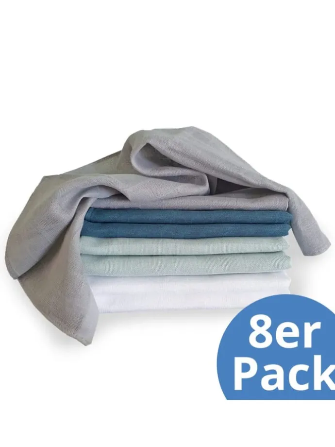 Mullwindel / Mulltuch 8er Pack 80 x 80 cm in gruen,grau