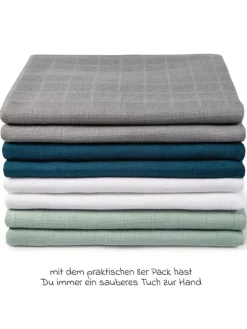 Mullwindel / Mulltuch 8er Pack 80 x 80 cm in gruen,grau