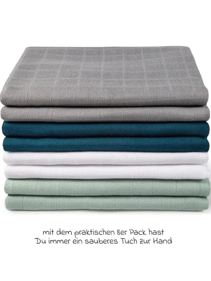 Mullwindel / Mulltuch 8er Pack 80 x 80 cm in gruen,grau