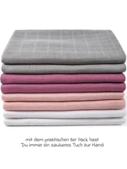 Mullwindel / Mulltuch 8er Pack 80 x 80 cm in rosa,lila